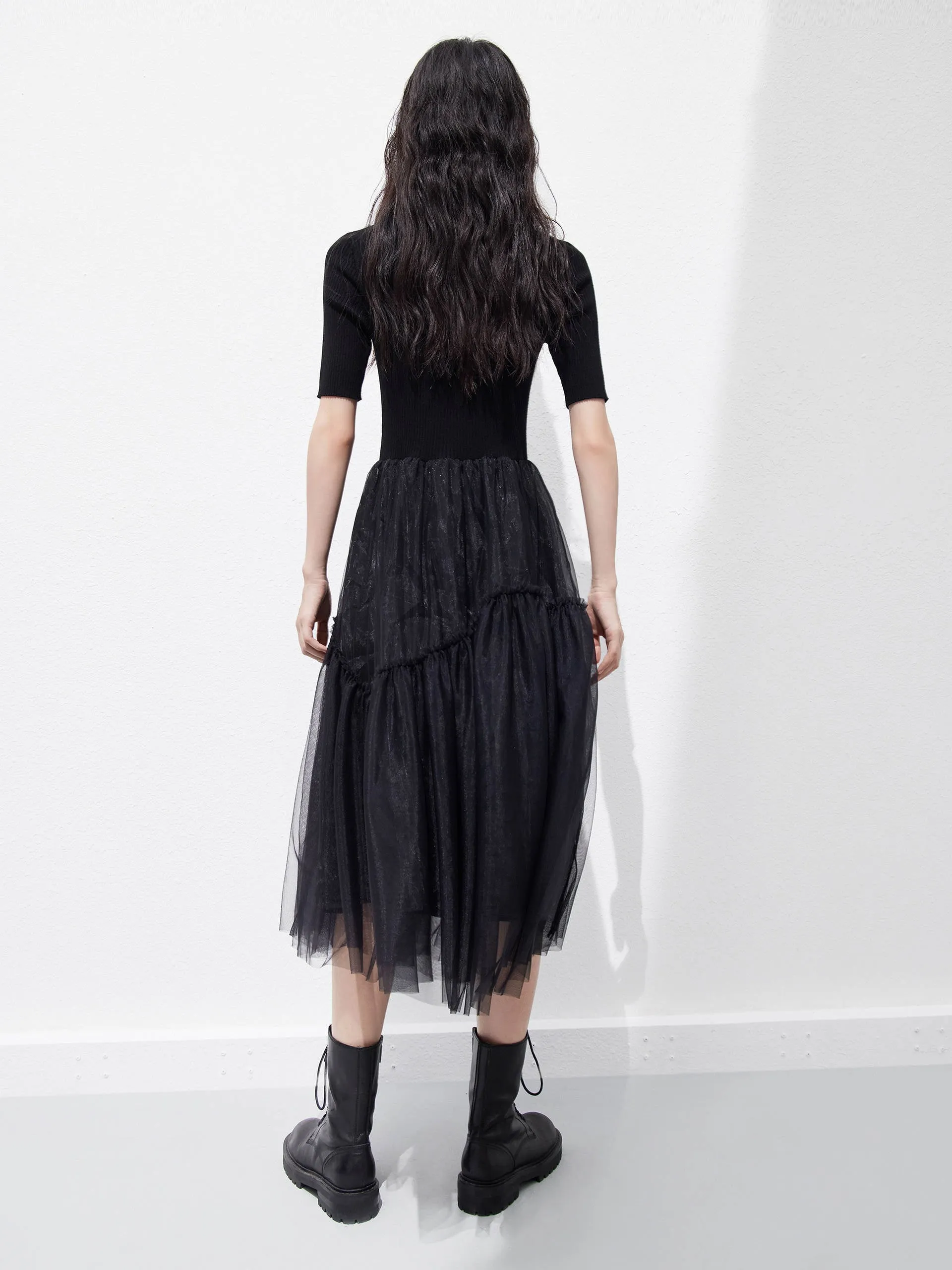 Splicing Slanted Placket Dress
