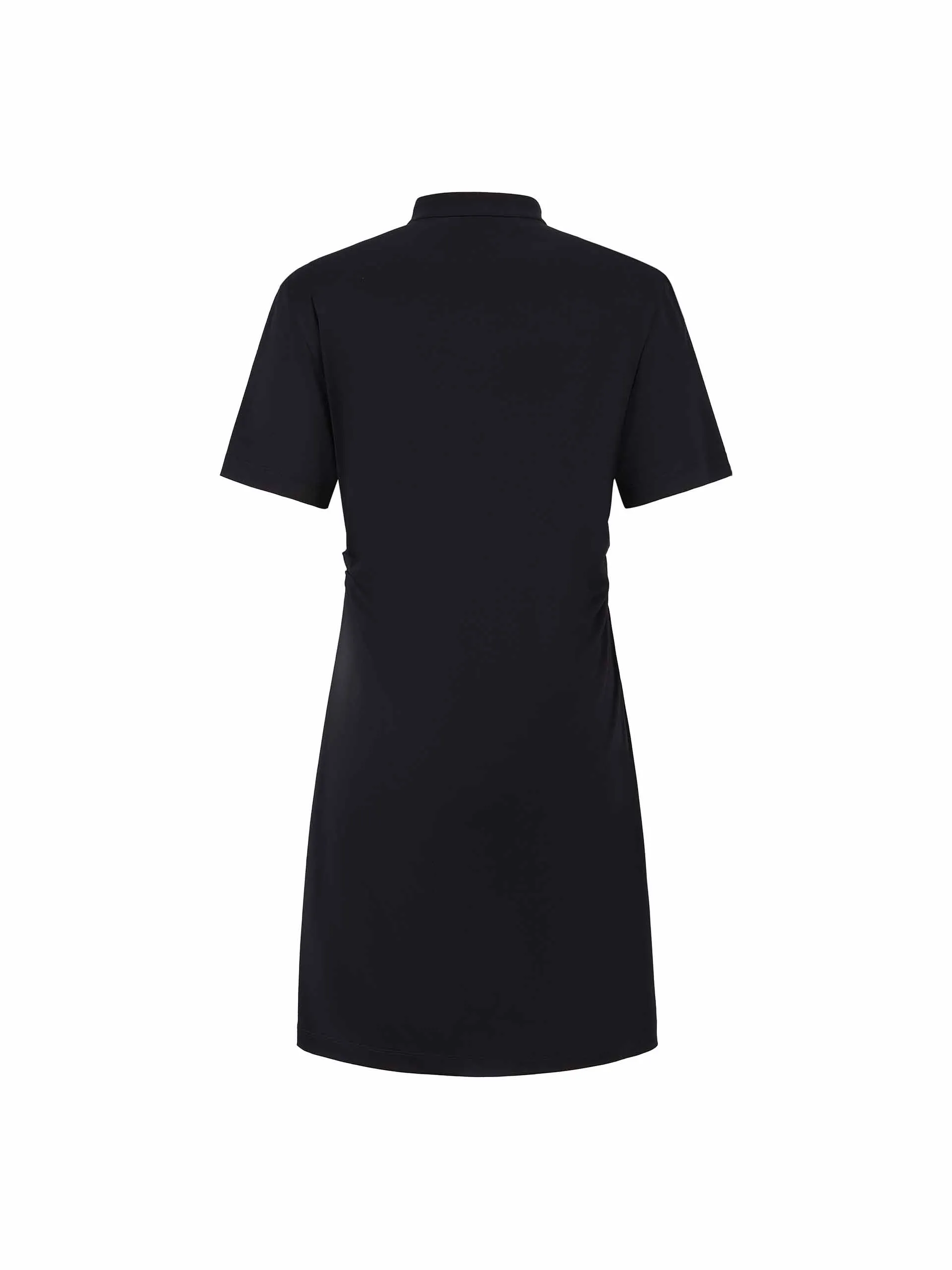 Stand Collar Pleated Dress