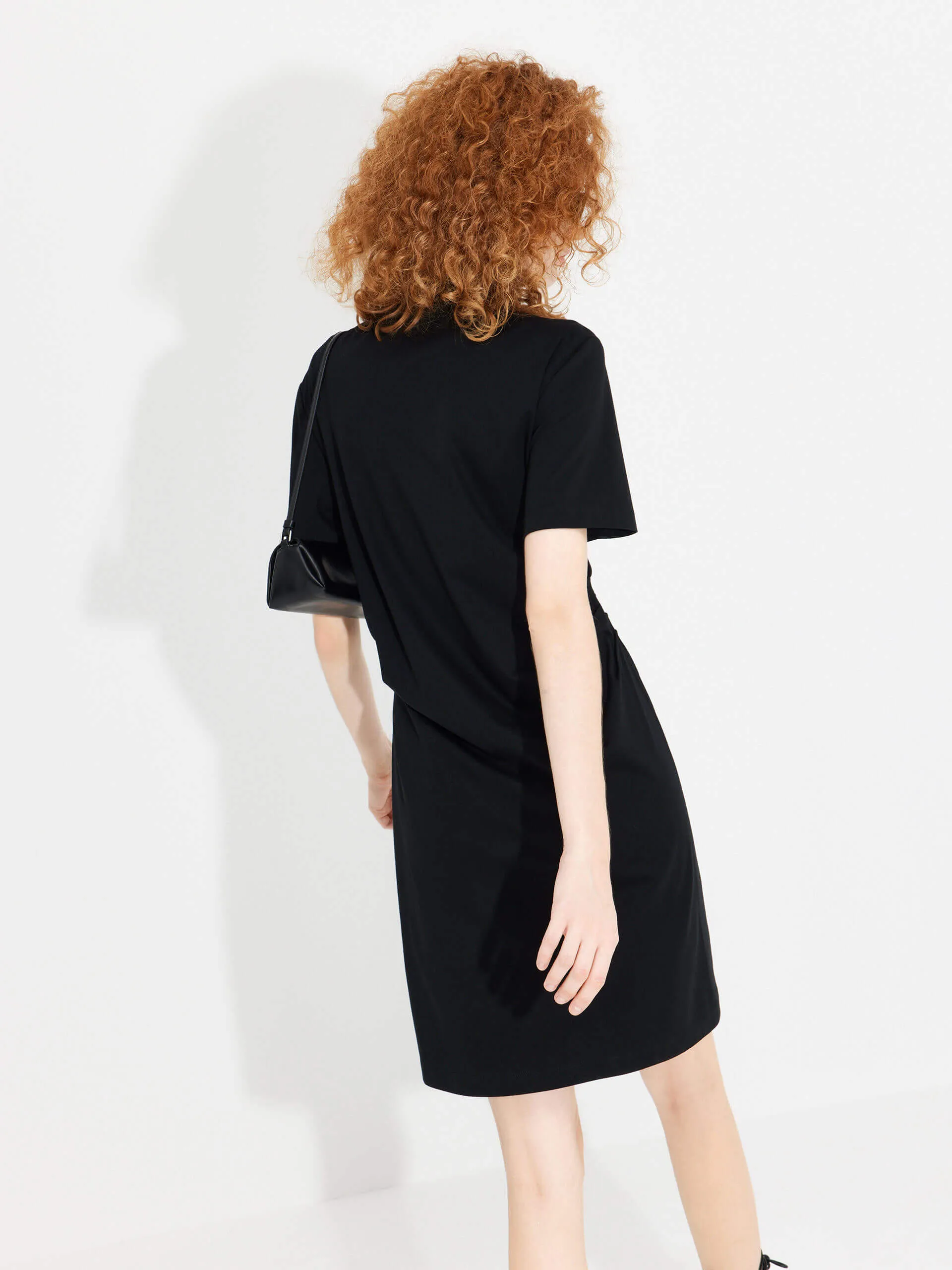 Stand Collar Pleated Dress