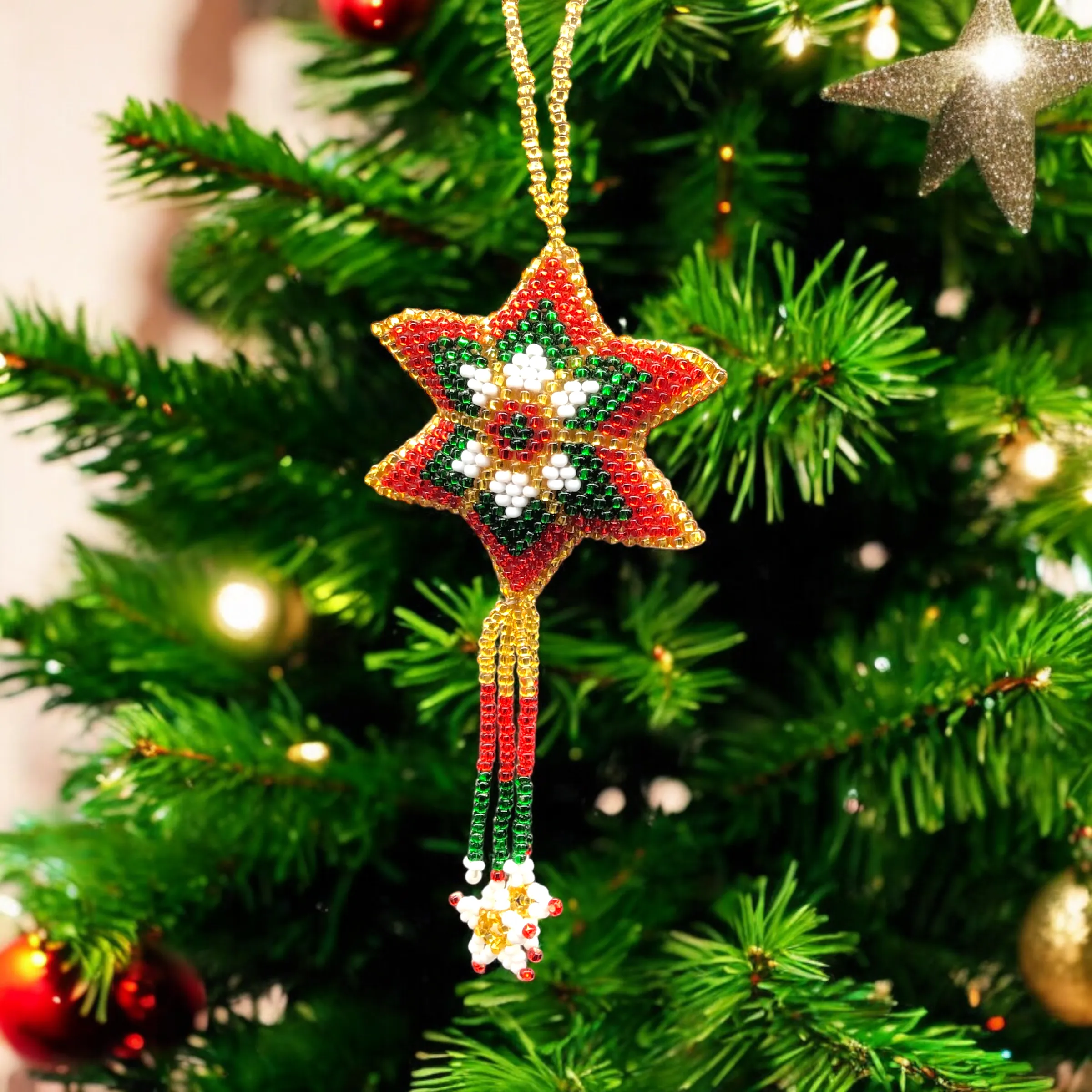 Star Beaded Christmas Ornament
