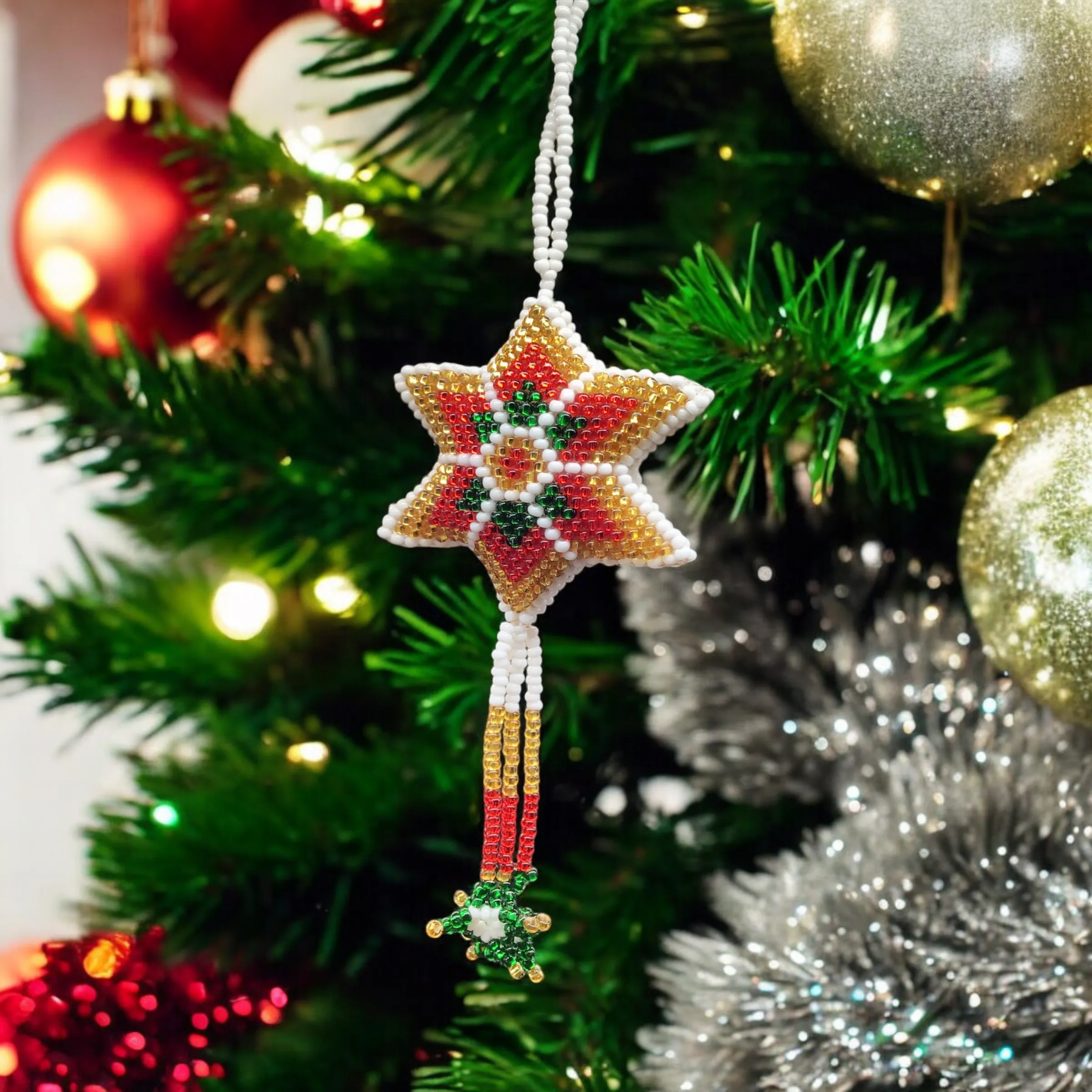 Star Beaded Christmas Ornament