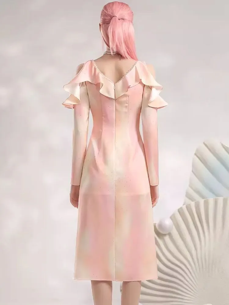Strapless Split Elegant mid-length dress【s0000006823】
