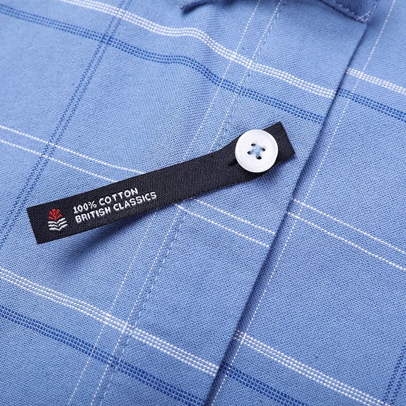 Top Grade 100% Cotton Fashion Brand Designer Button Down Shirts Slim Fit Plaid Classic Casual Long Sleeve Men Clothing