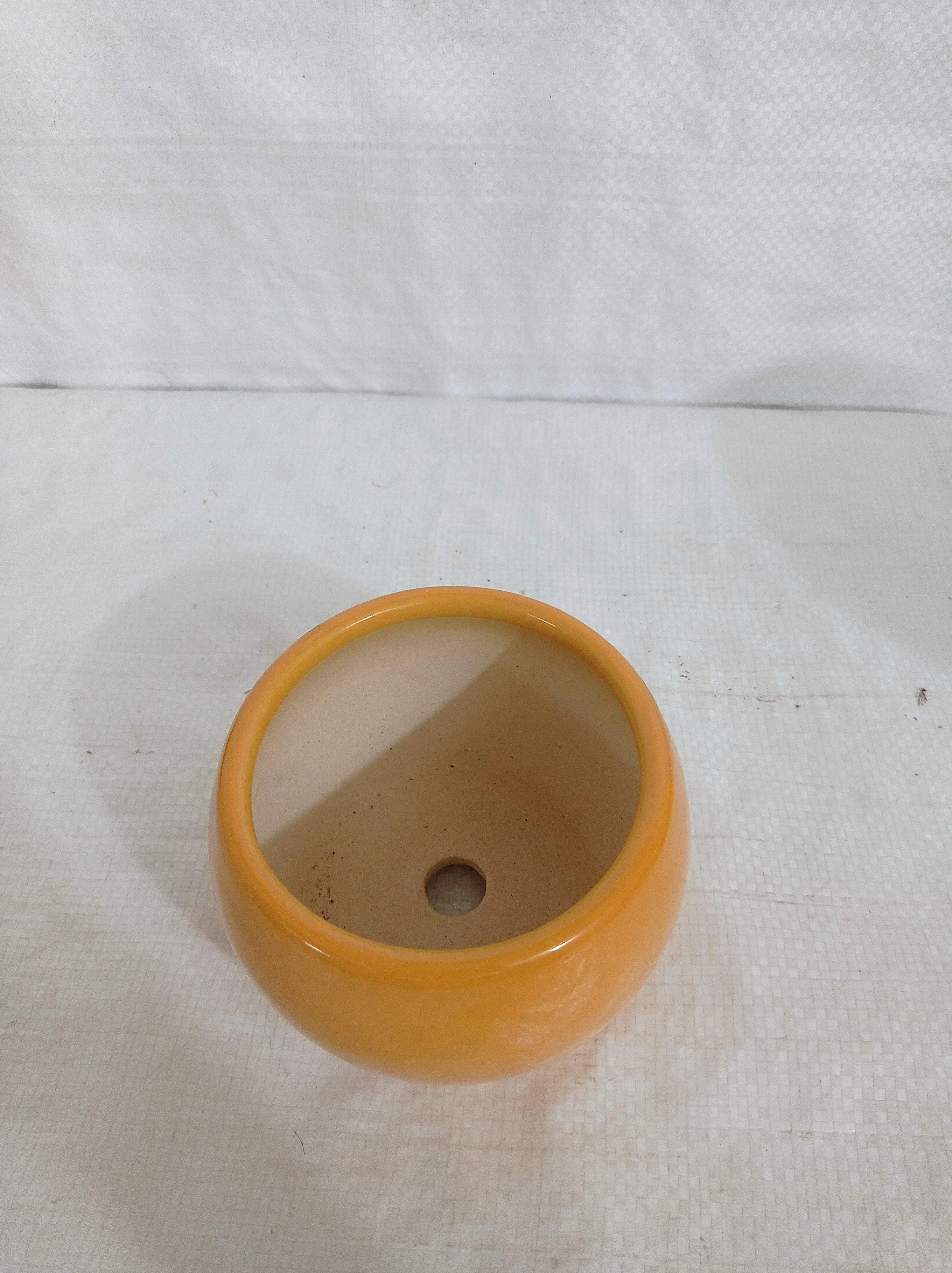 Vibrant Round Yellow Ceramic Plant Pot | Contemporary Home Decor
