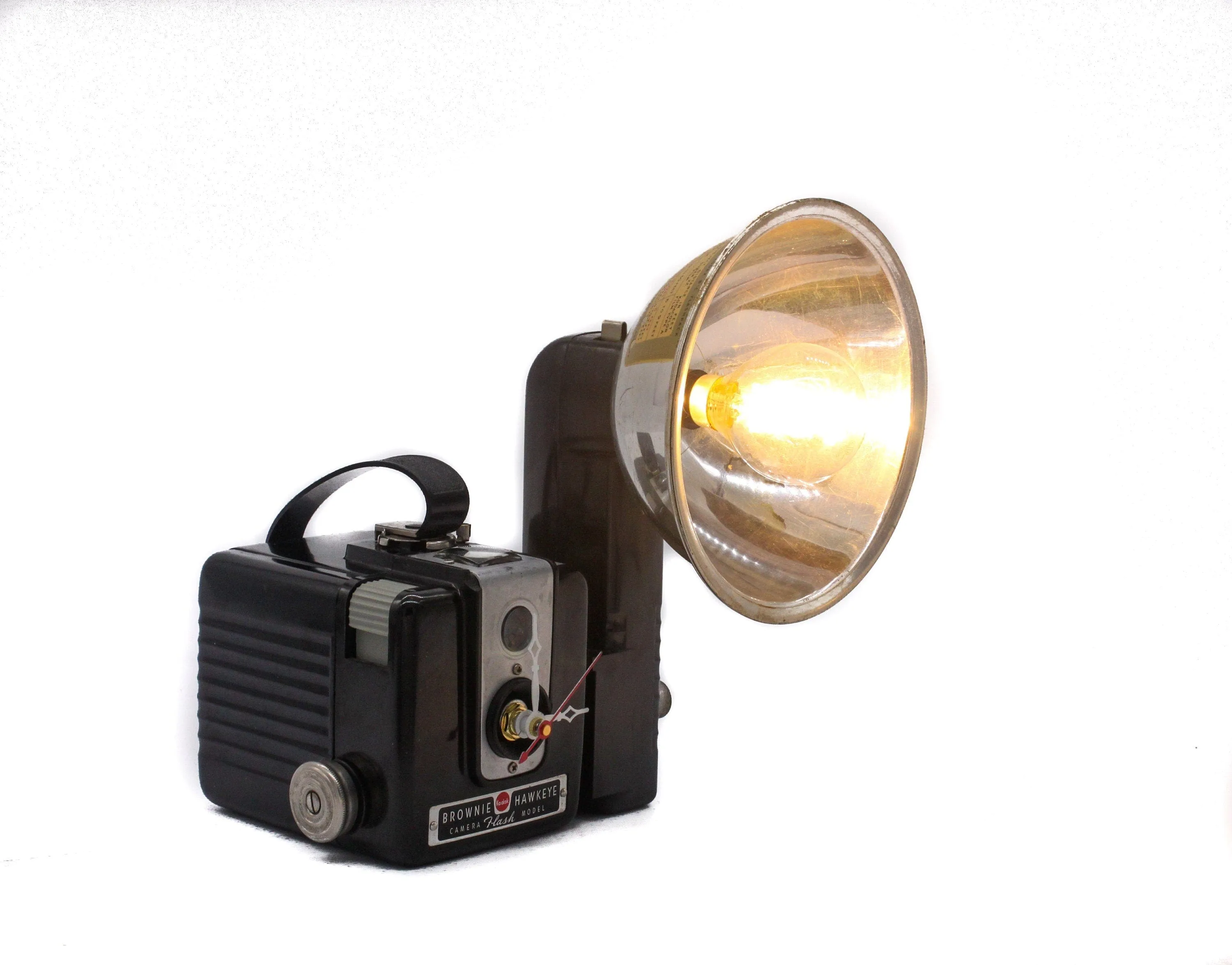 Vintage LED Reading Lamp and Clock, Task Lamp, Kodak Brownie Hawkeye Lamp, Camera art, vintage lover gift