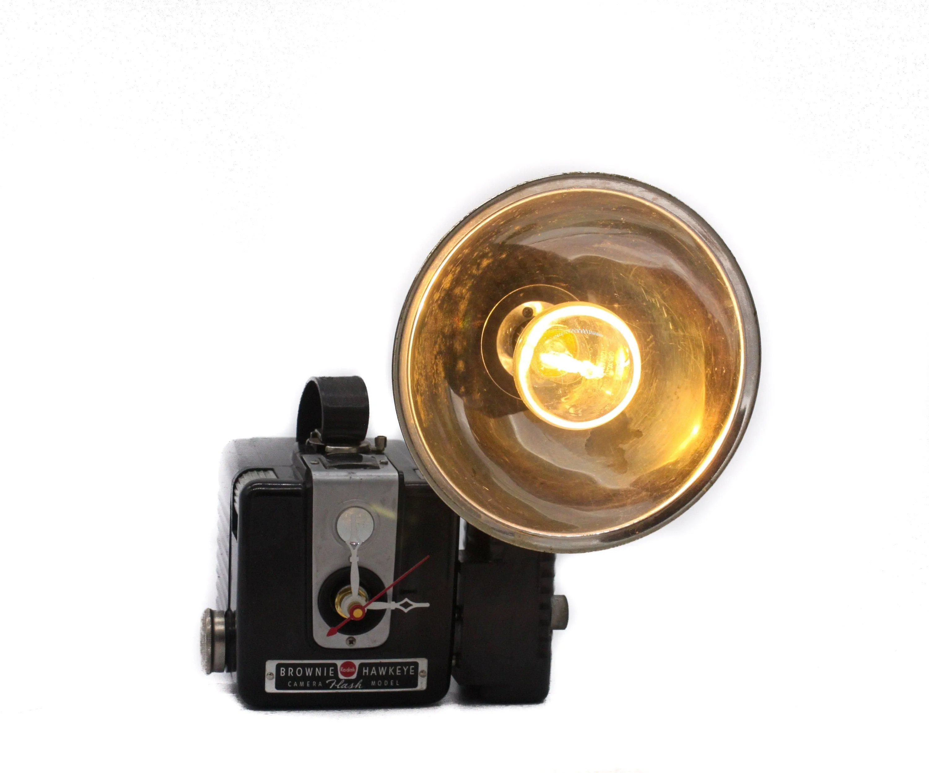 Vintage LED Reading Lamp and Clock, Task Lamp, Kodak Brownie Hawkeye Lamp, Camera art, vintage lover gift