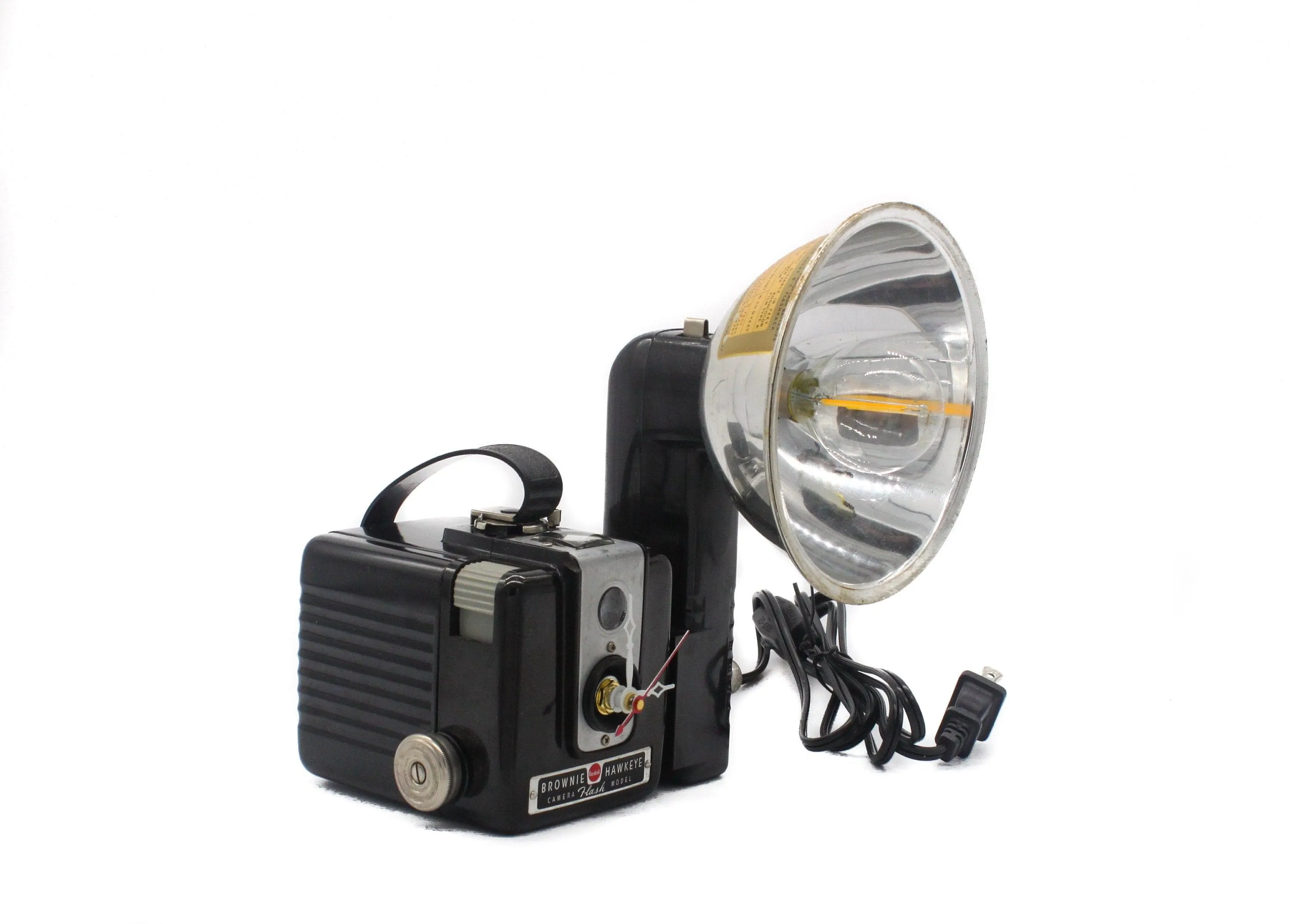 Vintage LED Reading Lamp and Clock, Task Lamp, Kodak Brownie Hawkeye Lamp, Camera art, vintage lover gift