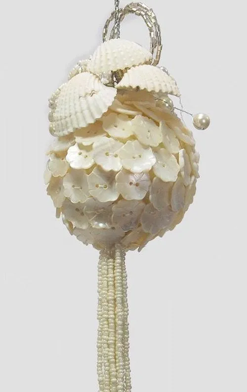 Vintage Pearly White Beaded 4-Pc. Ornament Set