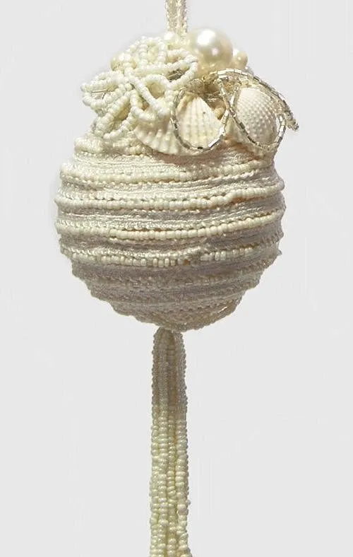 Vintage Pearly White Beaded 4-Pc. Ornament Set
