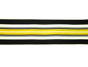 Vintage Ribbon Black, White and Gold Stripes 3" Wide - Sold by the Yard