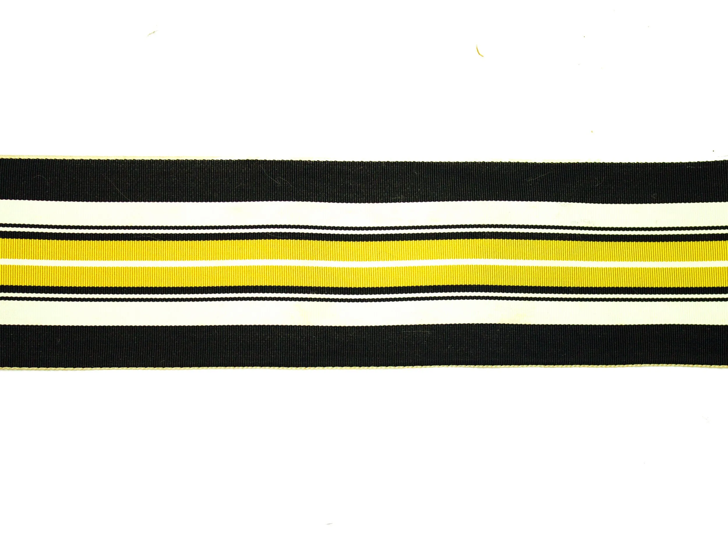 Vintage Ribbon Black, White and Gold Stripes 3" Wide - Sold by the Yard