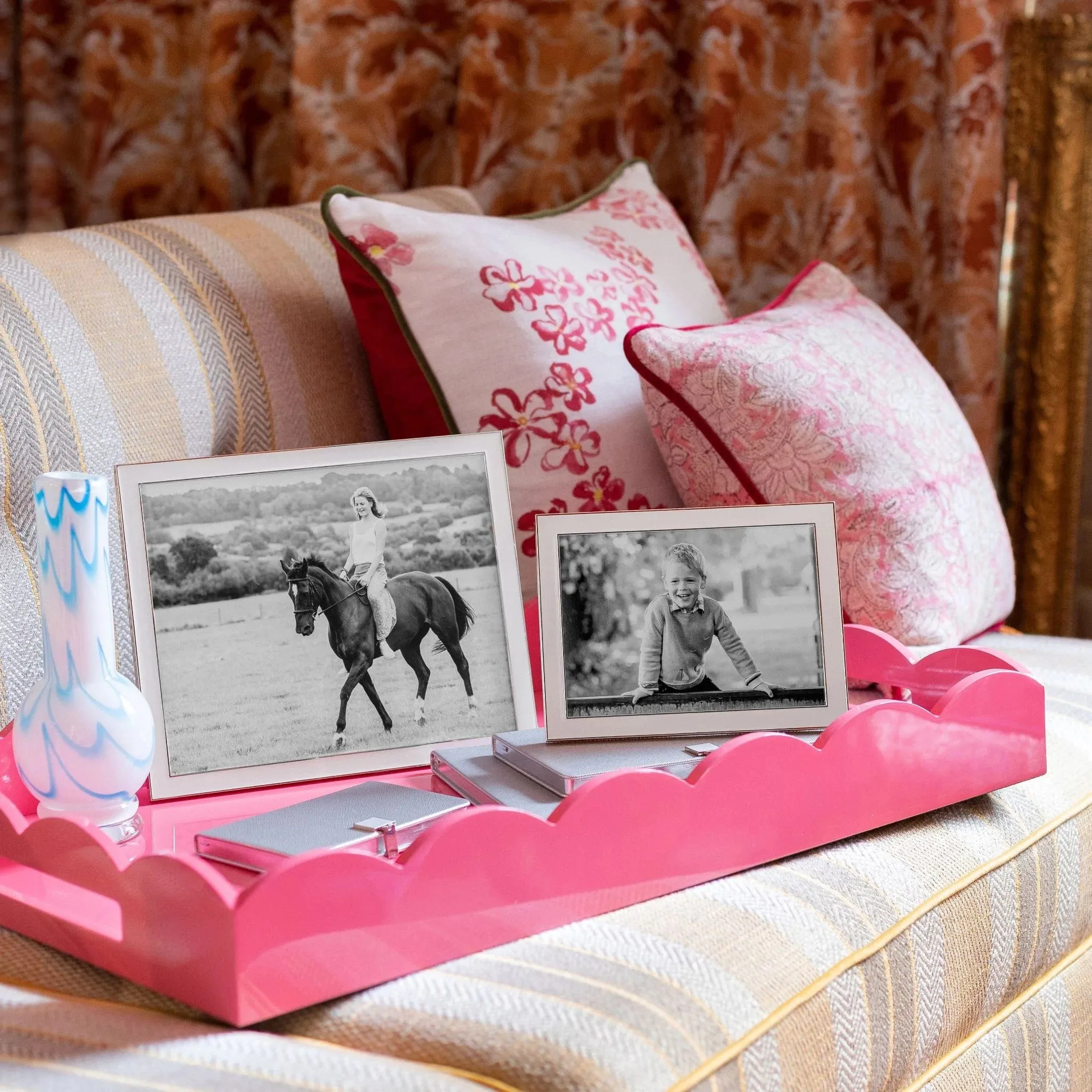 White Enamel and Silver Picture Frame