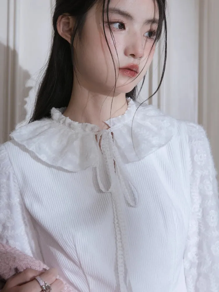 White velvet embroidered dress【s0000005791】