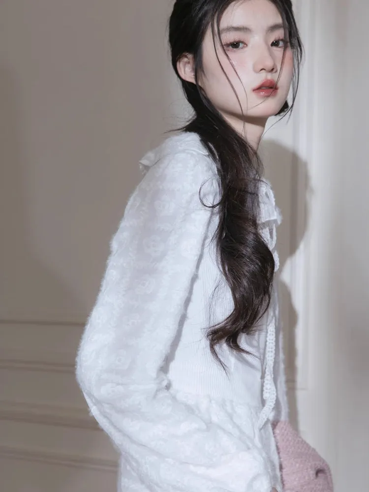 White velvet embroidered dress【s0000005791】