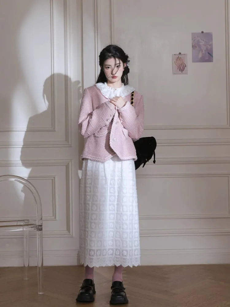White velvet embroidered dress【s0000005791】