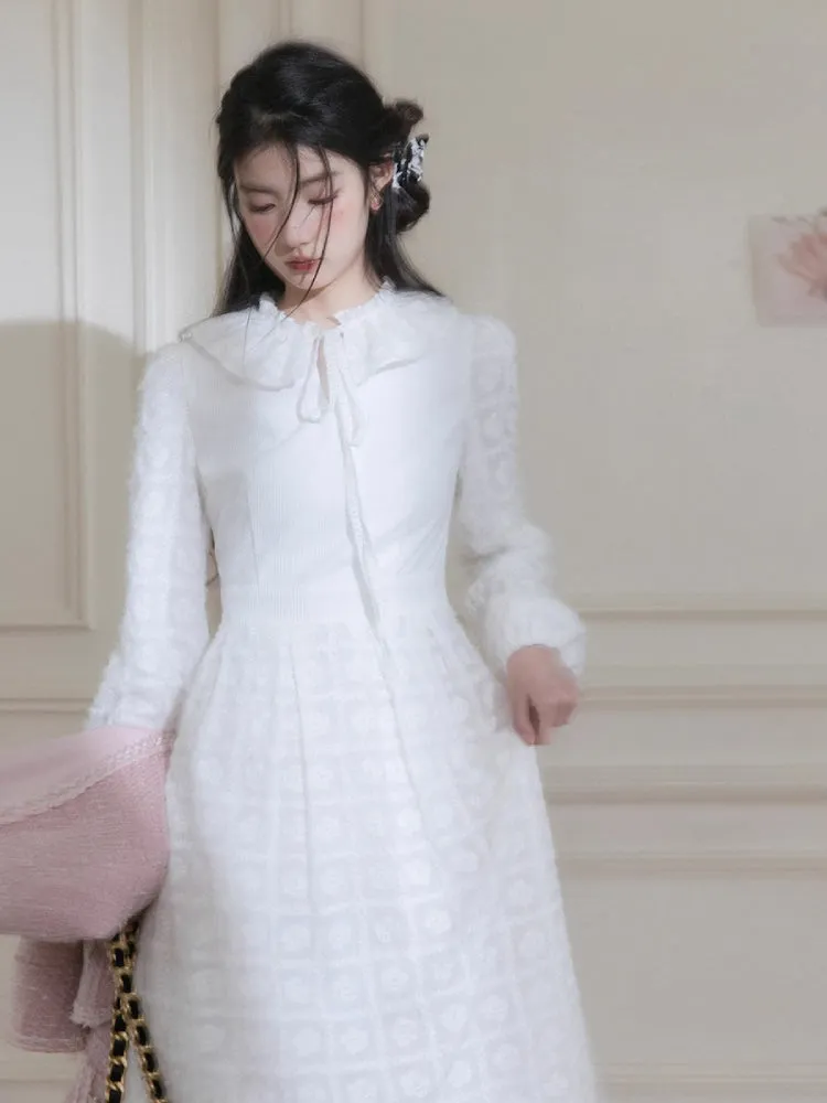 White velvet embroidered dress【s0000005791】