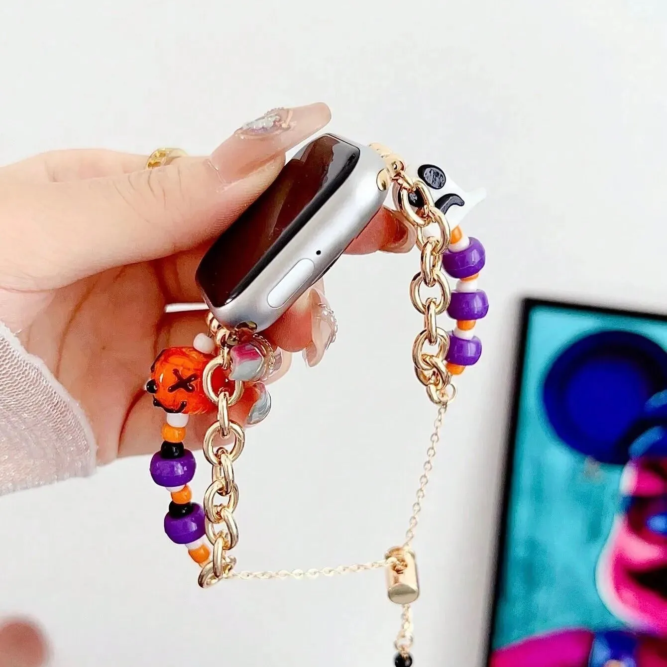 Wickedly Charming Beaded Steel Bracelet Band For Apple Watch