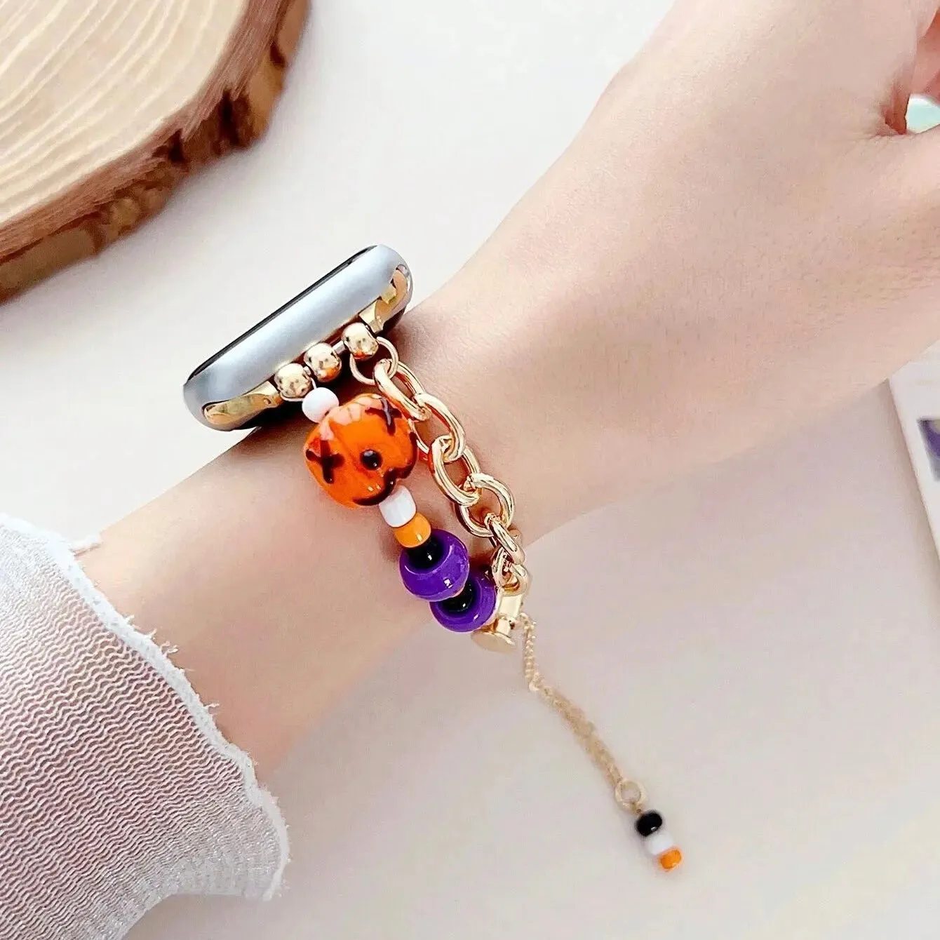 Wickedly Charming Beaded Steel Bracelet Band For Apple Watch